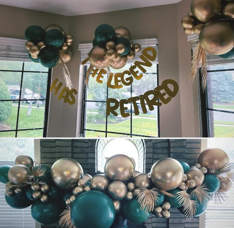 Retirement balloon decor for a private celebration